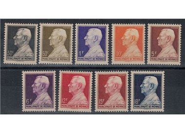 MONACO 1948-49 Effigy of Louis II 9v MNH**
