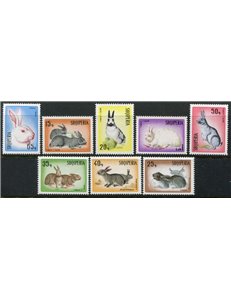 ALBANIA 1967 Fauna, rabbits 8v MNH**