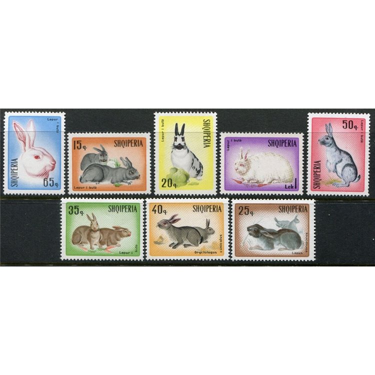 ALBANIA 1967 Fauna, rabbits 8v MNH**