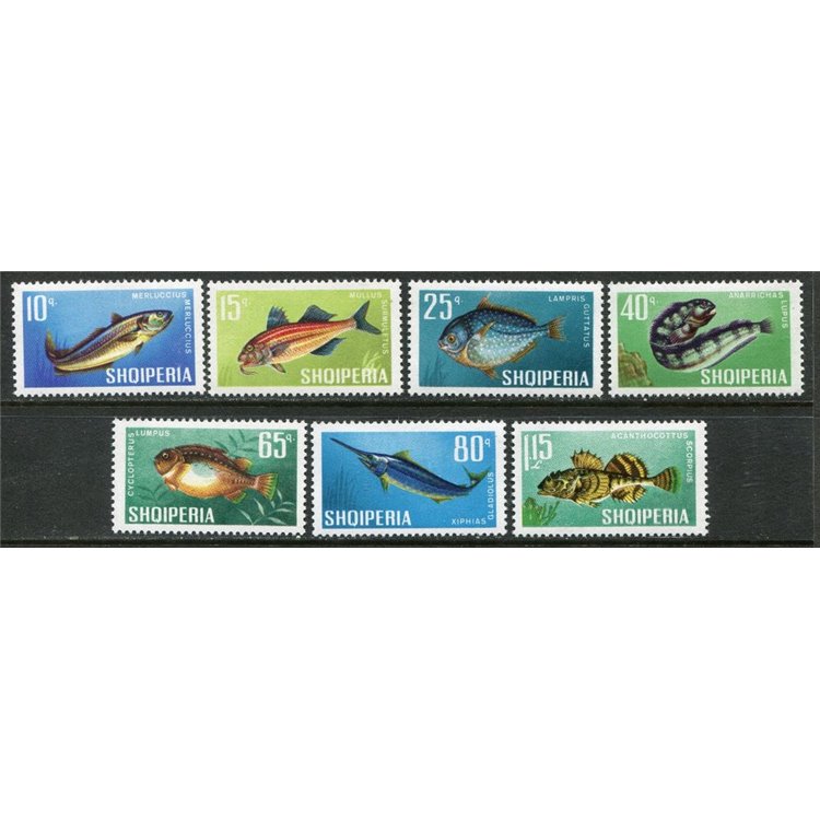 ALBANIA 1967 Fauna marina, pesci 7v MNH**