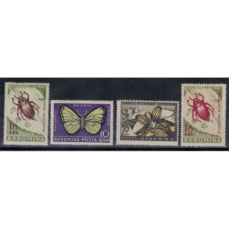 ROMANIA 1956 Insects 4v MNH**