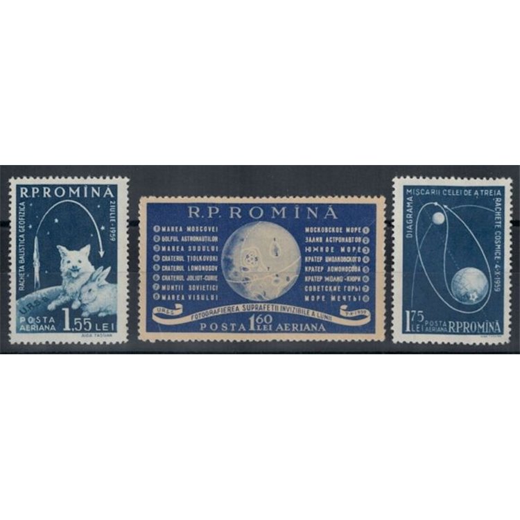 ROMANIA 1959 Space rockets 3v MNH**