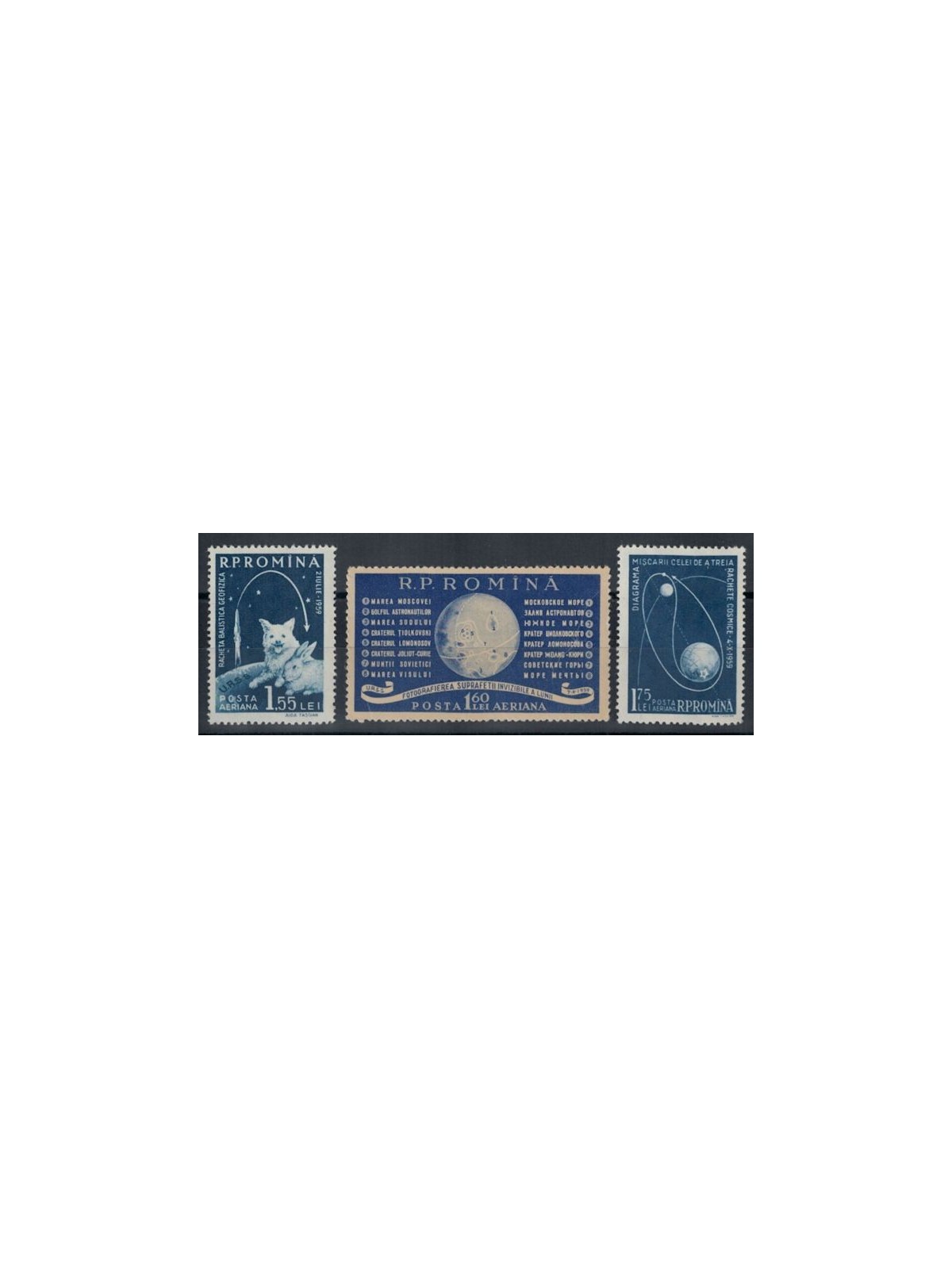 ROMANIA 1959 Razzi cosmici 3v MNH**
