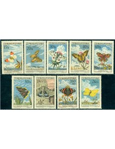 CECOSLOVACCHIA 1961 Farfalle 9v MNH**