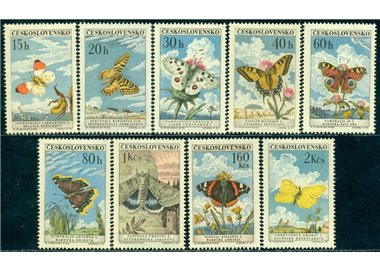 CZECHOSLOVAKIA 1961 Butterflies 9v MNH**