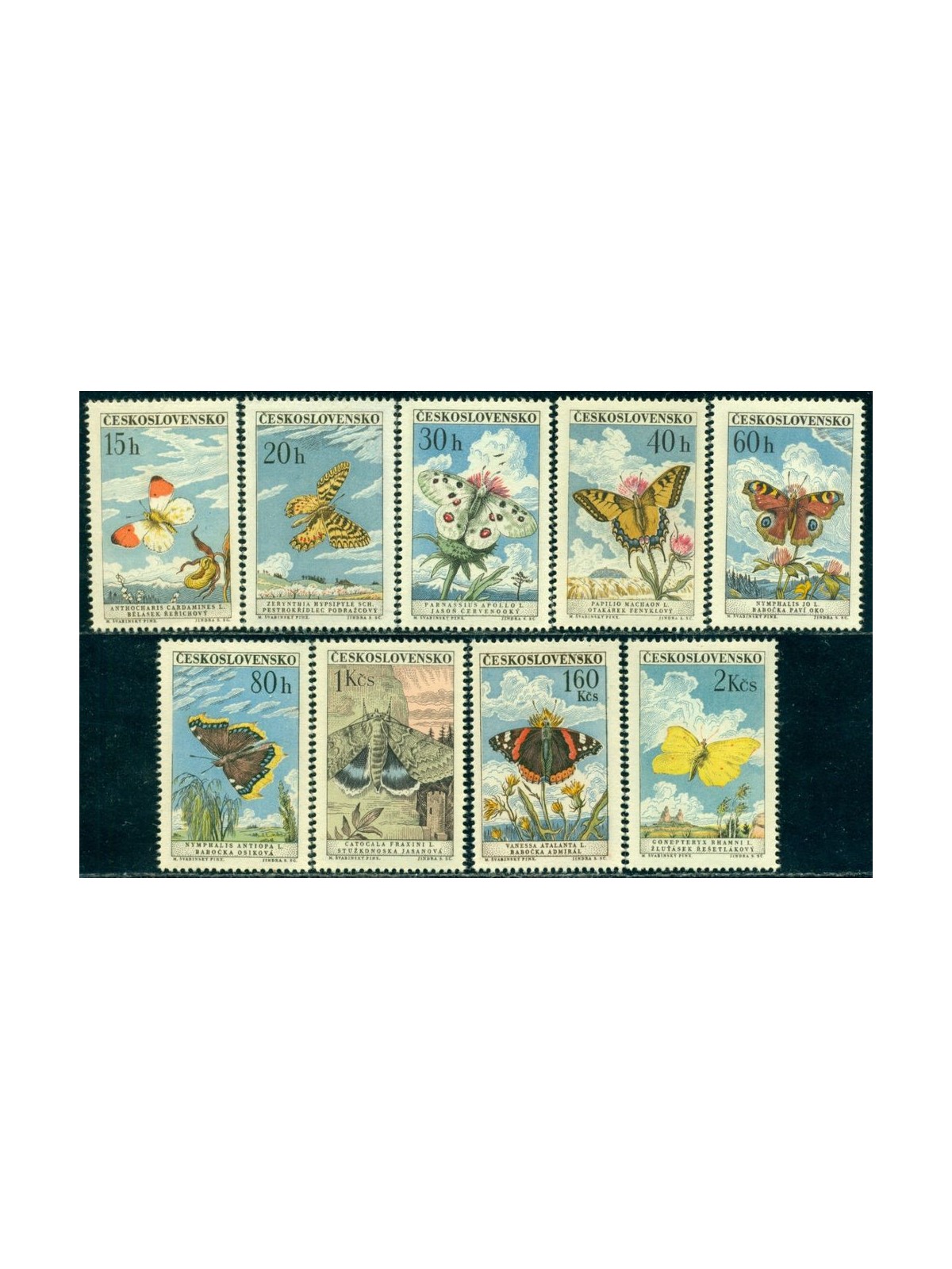 CZECHOSLOVAKIA 1961 Butterflies 9v MNH**