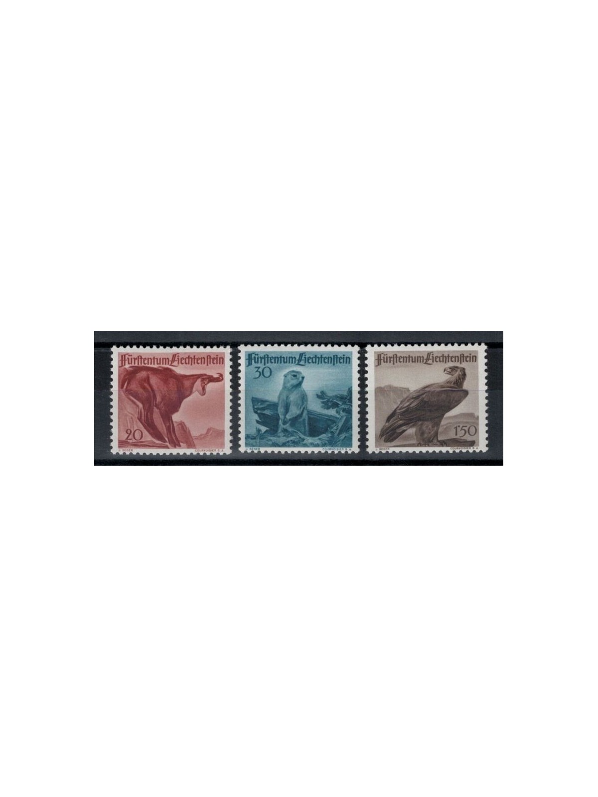 LIECHTENSTEIN 1947 Fauna, 2nd series 3v MNH**