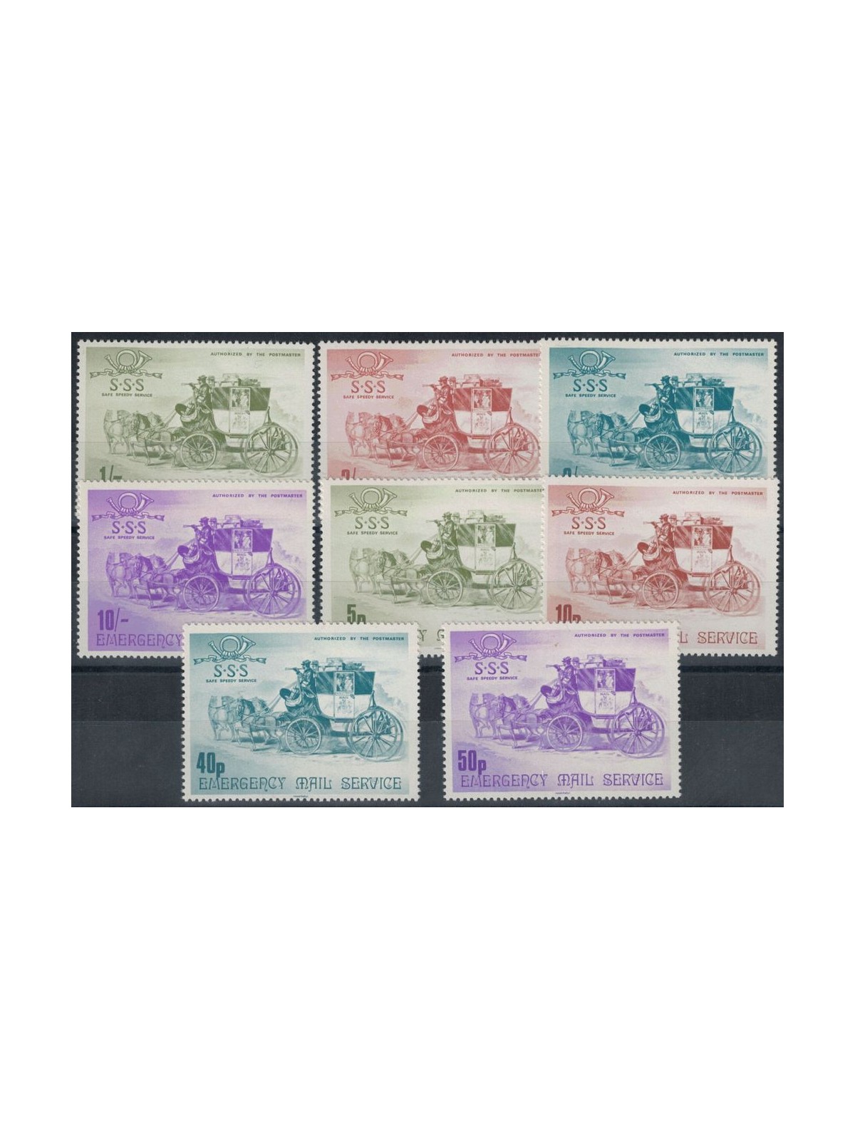 GRAN BRETAGNA 1971 Emergency Mail Service 8v MNH**