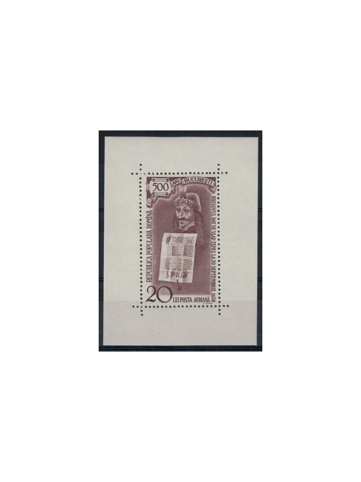 ROMANIA 1959 5th Centenary of Bucharest 1 s/s MNH**