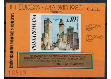 ROMANIA 1980 Conferenza sulla sicurezza 1 BF MNH**