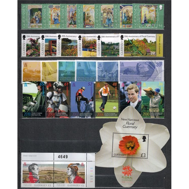 GUERNSEY 2012 Complete year set 39v + 4 s/s MNH**