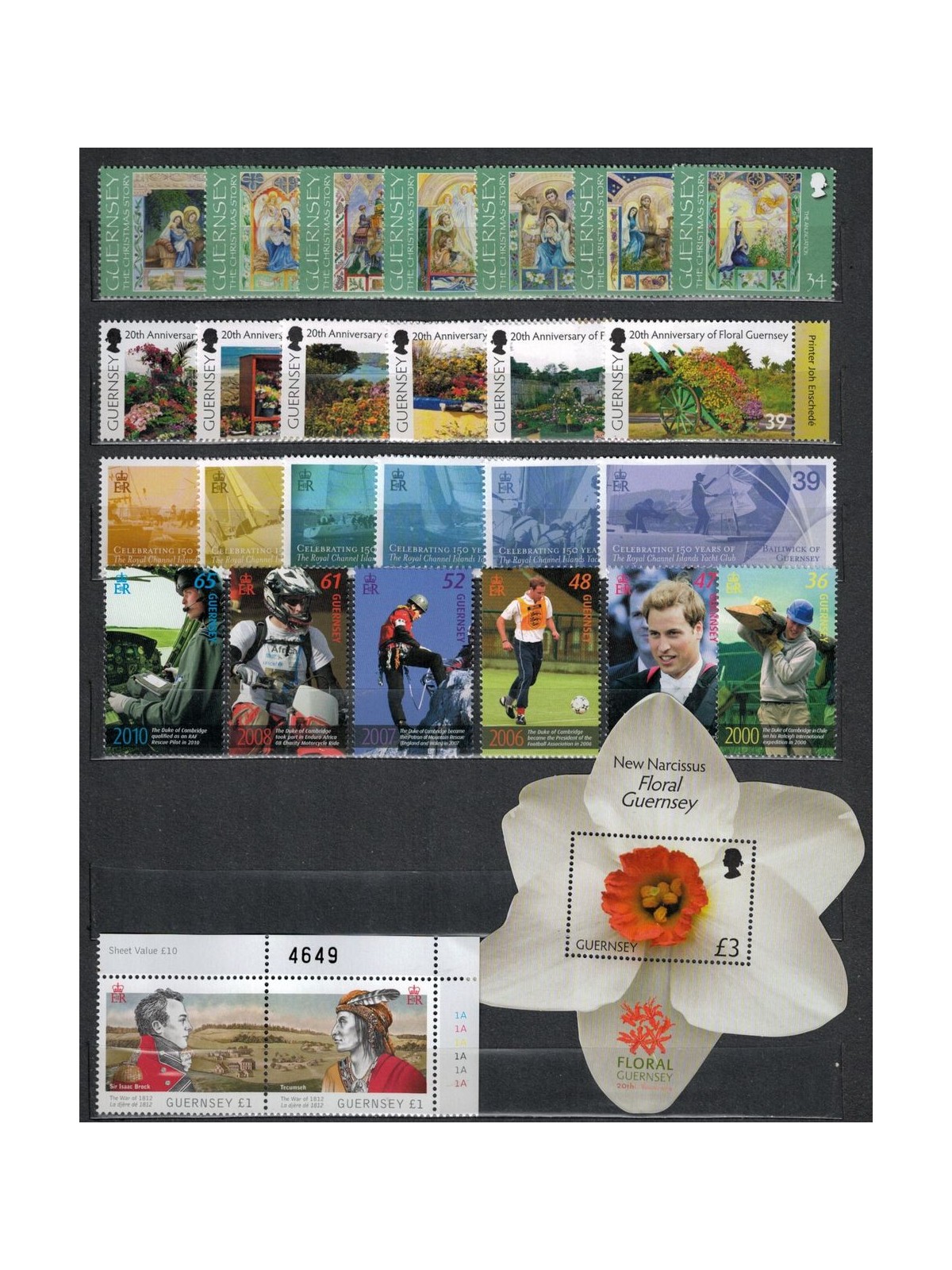 GUERNSEY 2012 Complete year set 39v + 4 s/s MNH**