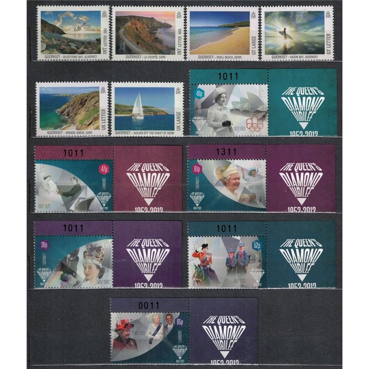 GUERNSEY 2012 Annata completa 39v + 4 BF MNH**