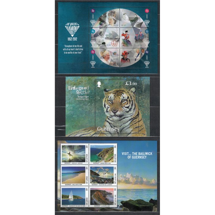 GUERNSEY 2012 Annata completa 39v + 4 BF MNH**