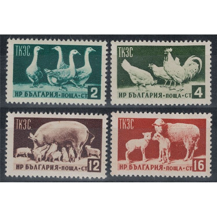 BULGARIA 1955 Propaganda economica, animali da allevamento 4v MNH**