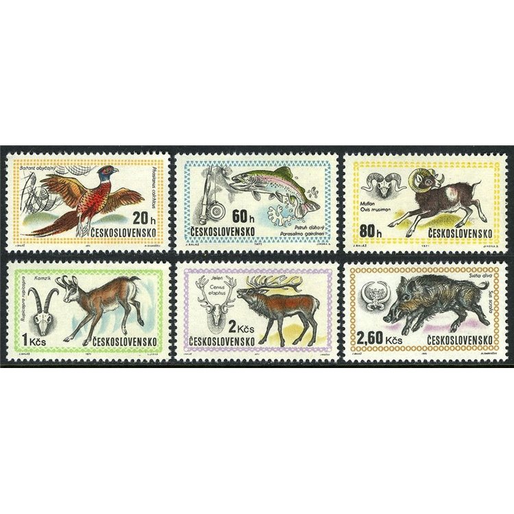 CZECHOSLOVAKIA 1971 World Hunting Exhibition 6v MNH**