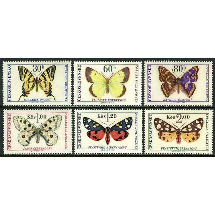 CZECHOSLOVAKIA 1966 Butterflies 6v MNH**