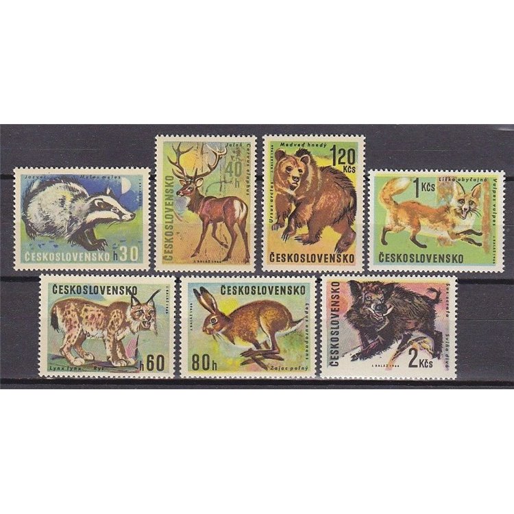 CZECHOSLOVAKIA 1966 Forest Animals 7v MNH**