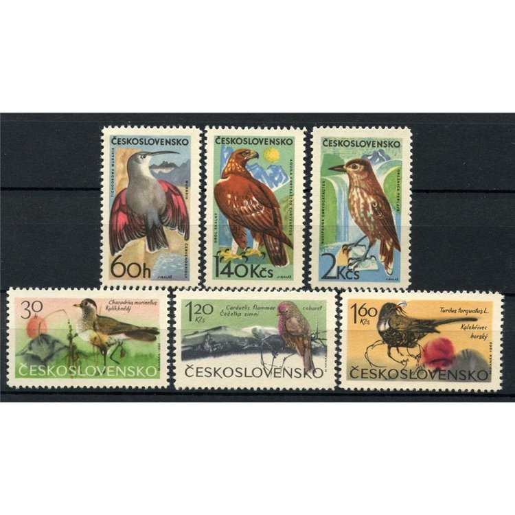 CECOSLOVACCHIA 1965 Uccelli di montagna 6v MNH**