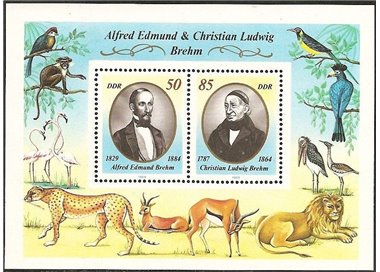 GERMANY DDR 1989 Alfred Edmund Brehm 1 s/s MNH**