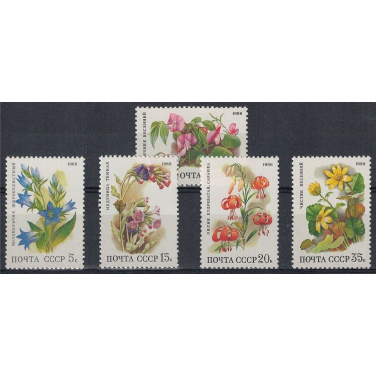 RUSSIA 1988 Flora, fiori 5v MNH**