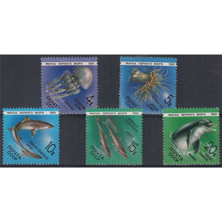 RUSSIA 1991 Black Sea Fauna 5v MNH**