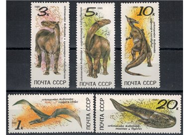 RUSSIA 1990 Fauna, prehistoric animals 5v MNH**