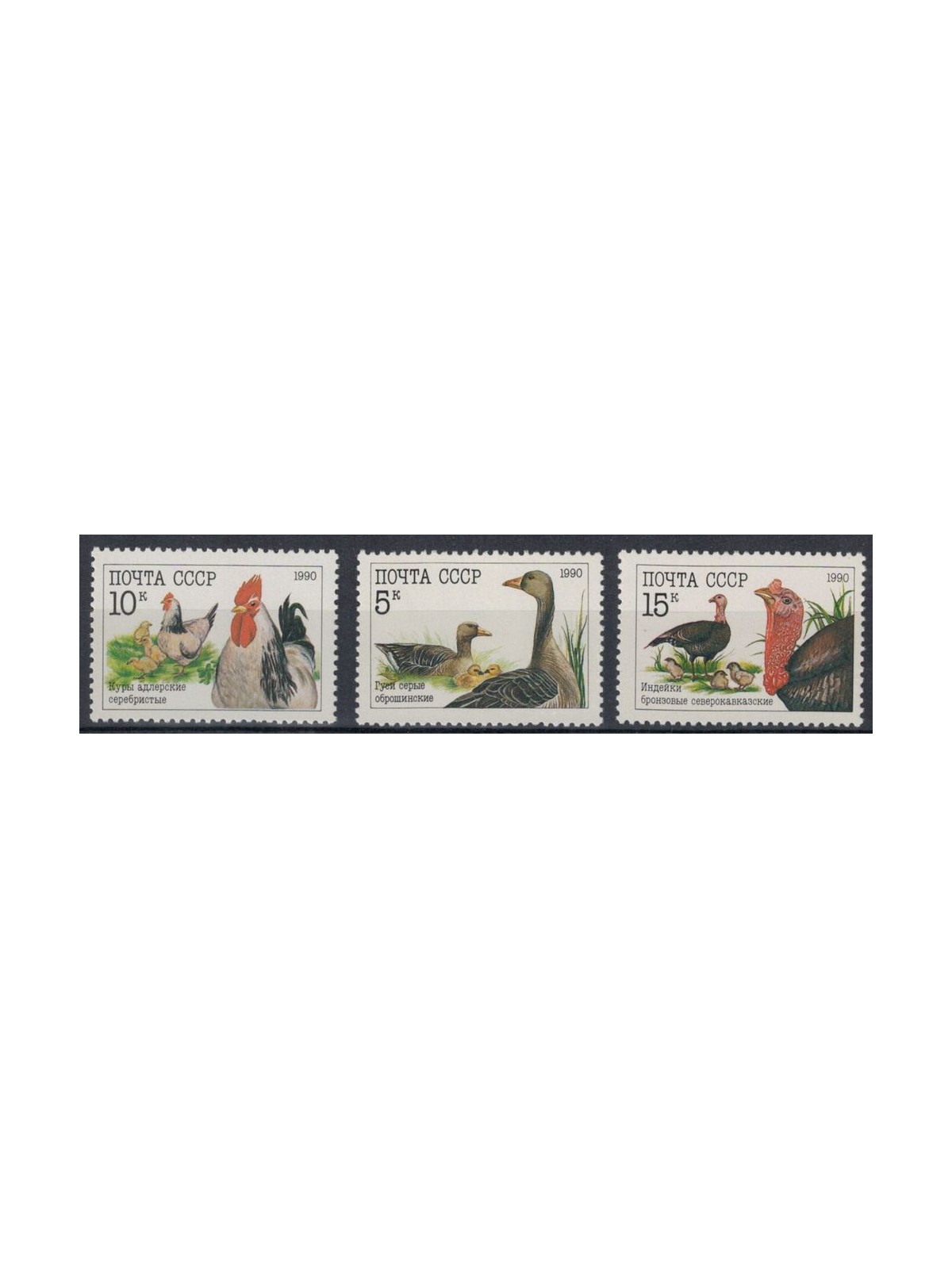 RUSSIA 1990 Fauna, birds 3v MNH**