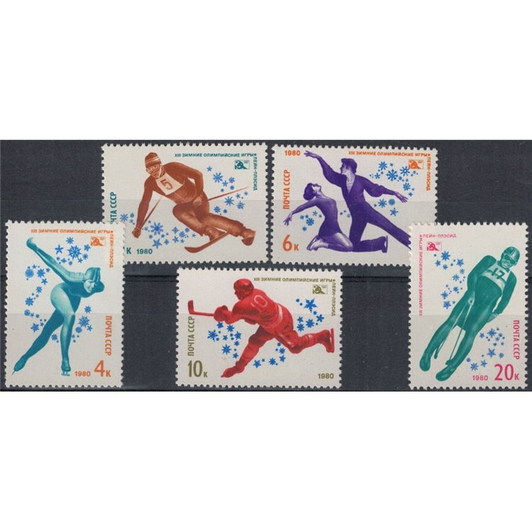 RUSSIA 1980 Giochi olimpici invernali a Lake Placid 5v MNH**