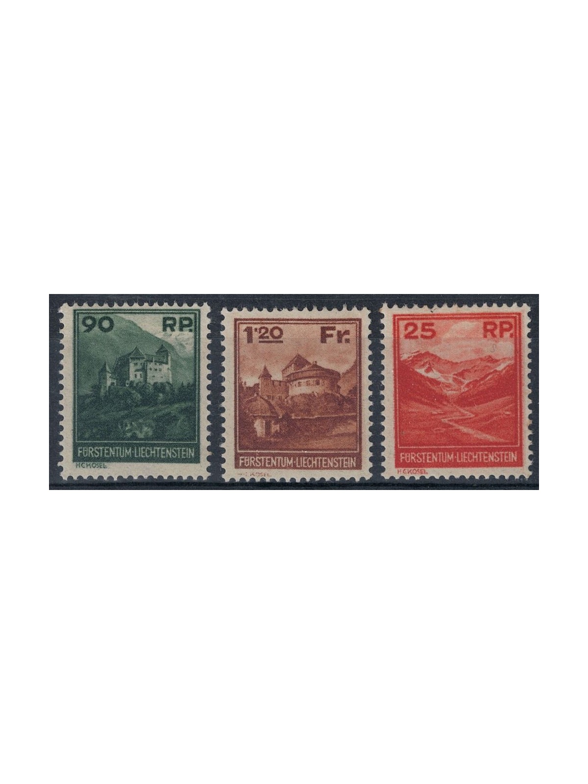 LIECHTENSTEIN 1933 Vedute diverse 3v MH*