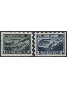 LIECHTENSTEIN 1931 Dirigibile Graf Zeppelin, posta aerea 2v MH*