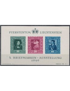 LIECHTENSTEIN 1949 Vaduz Stamp Exhibition s/s MH*