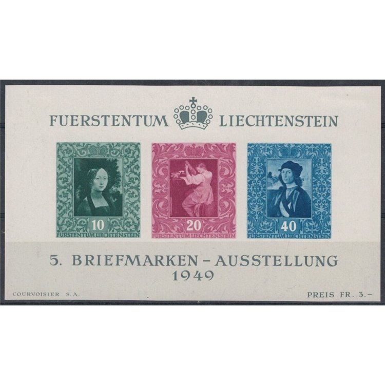 LIECHTENSTEIN 1949 Esposizione filatelica di Vaduz BF MH*