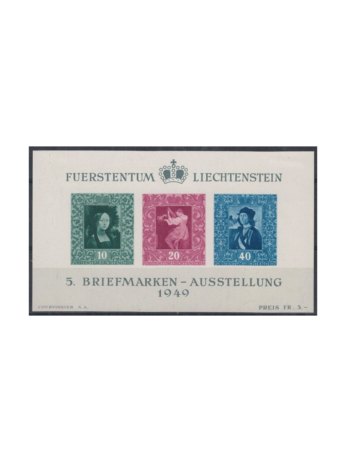 LIECHTENSTEIN 1949 Vaduz Stamp Exhibition s/s MH*