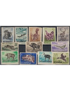ROMANIA 1956 Hunting and fishing imperforate 12v MNH**