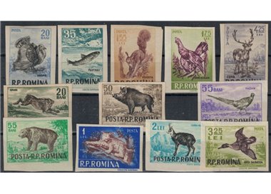 ROMANIA 1956 Hunting and fishing imperforate 12v MNH**