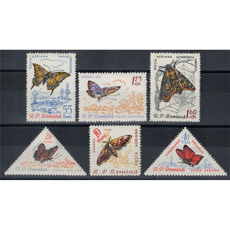 ROMANIA 1960 Butterflies, airmail 6v MNH**