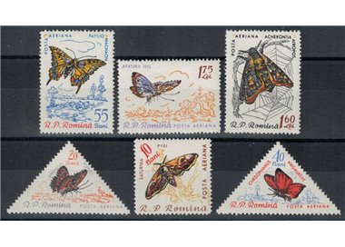 ROMANIA 1960 Farfalle, posta aerea 6v MNH**
