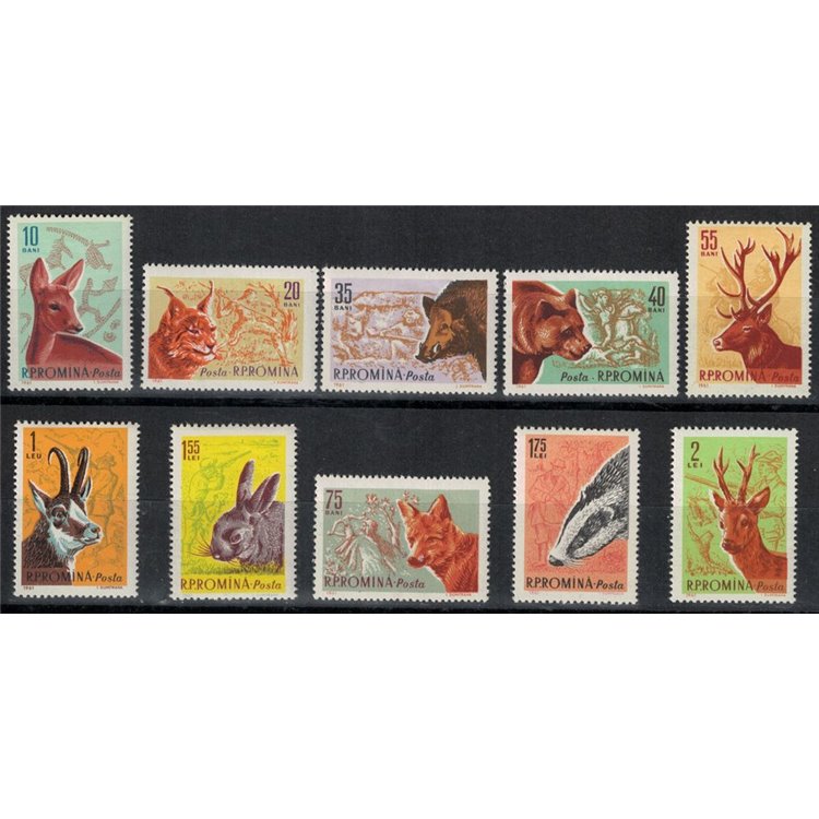 ROMANIA 1961 Fauna, hunting animals 10v MNH**