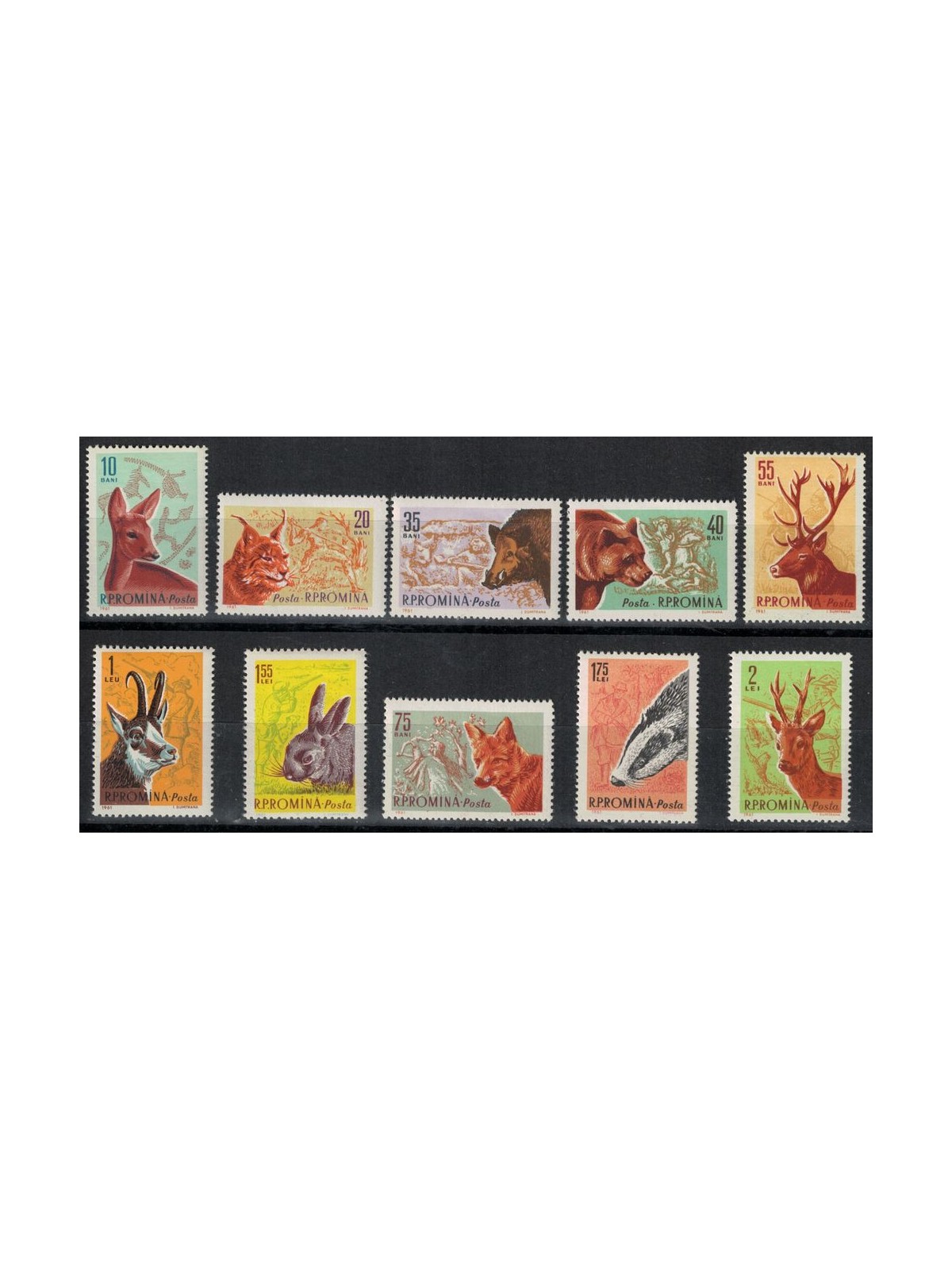 ROMANIA 1961 Fauna, hunting animals 10v MNH**