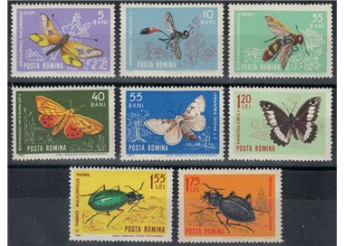 ROMANIA 1964 Insetti diversi 8v MNH**