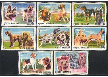 ROMANIA 1990 International Dog Show 8v MNH**