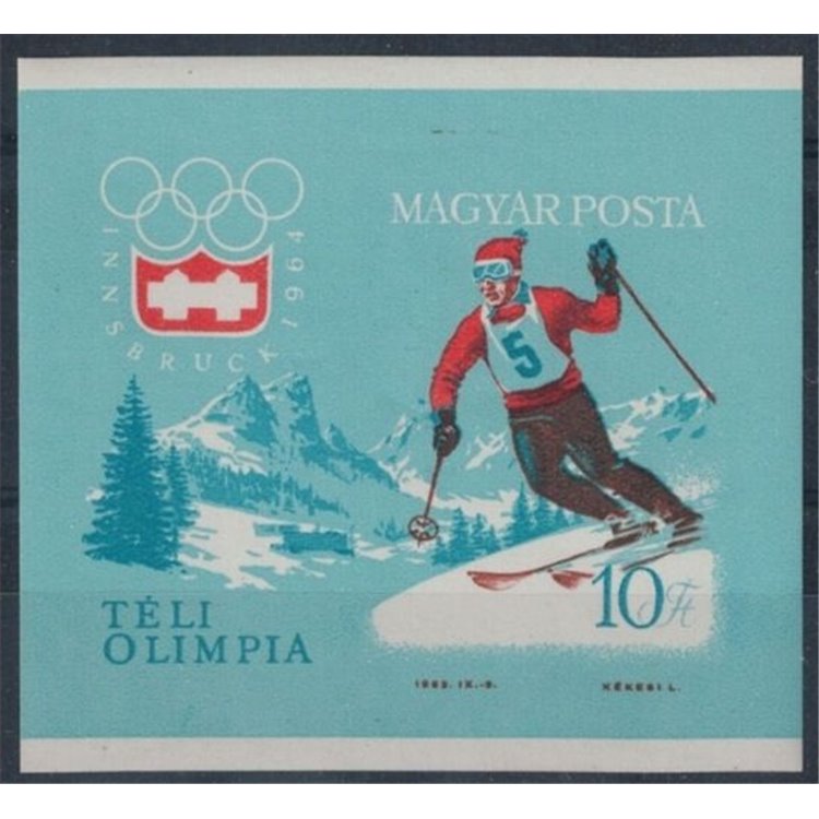 HUNGARY 1964 Winter Olympics, imperforate s/s MNH**