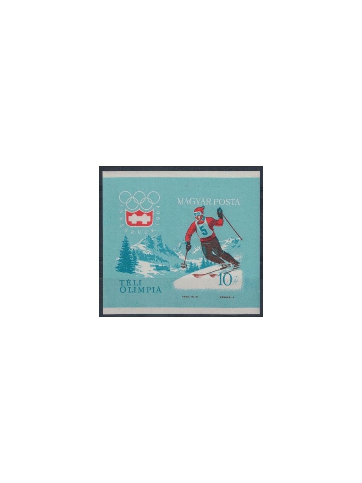HUNGARY 1964 Winter Olympics, imperforate s/s MNH**