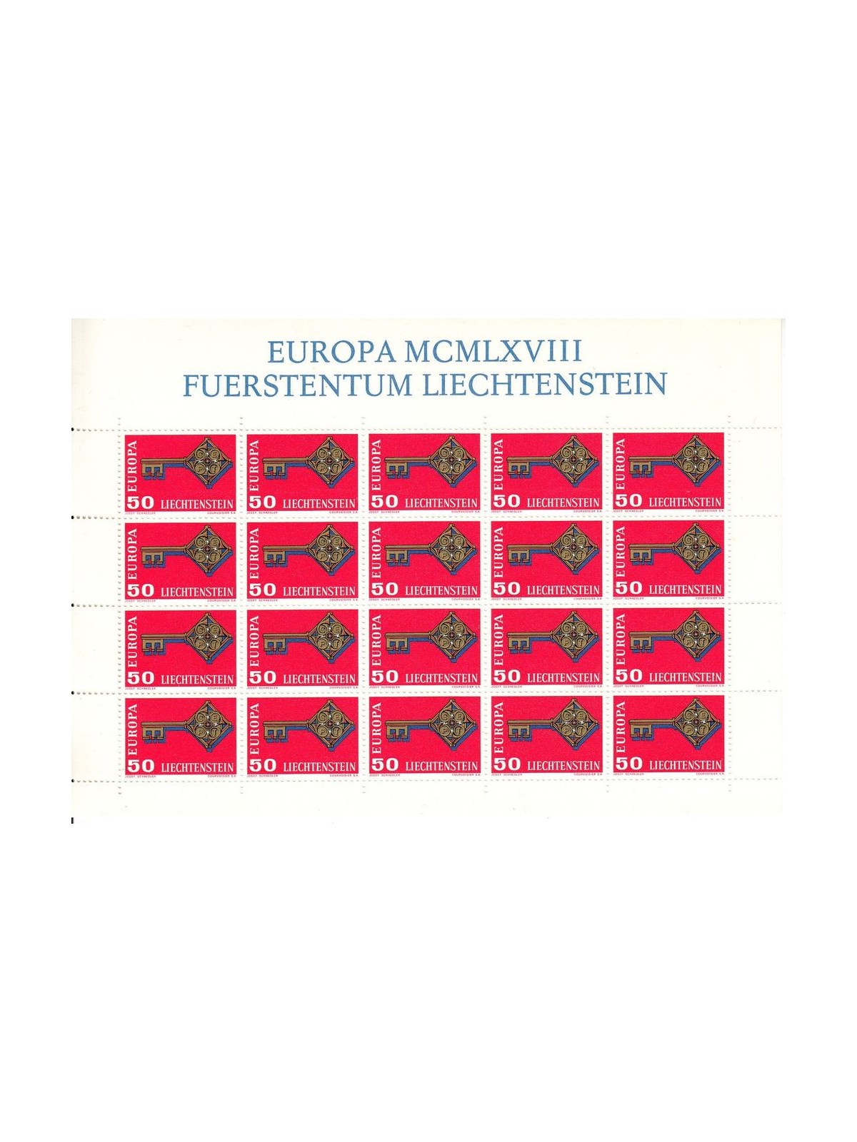 LIECHTENSTEIN 1968 Europe m/s MNH**