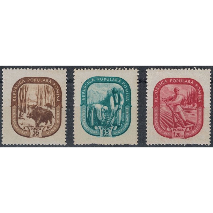 ROMANIA 1955 Mese della foresta 3v MH*