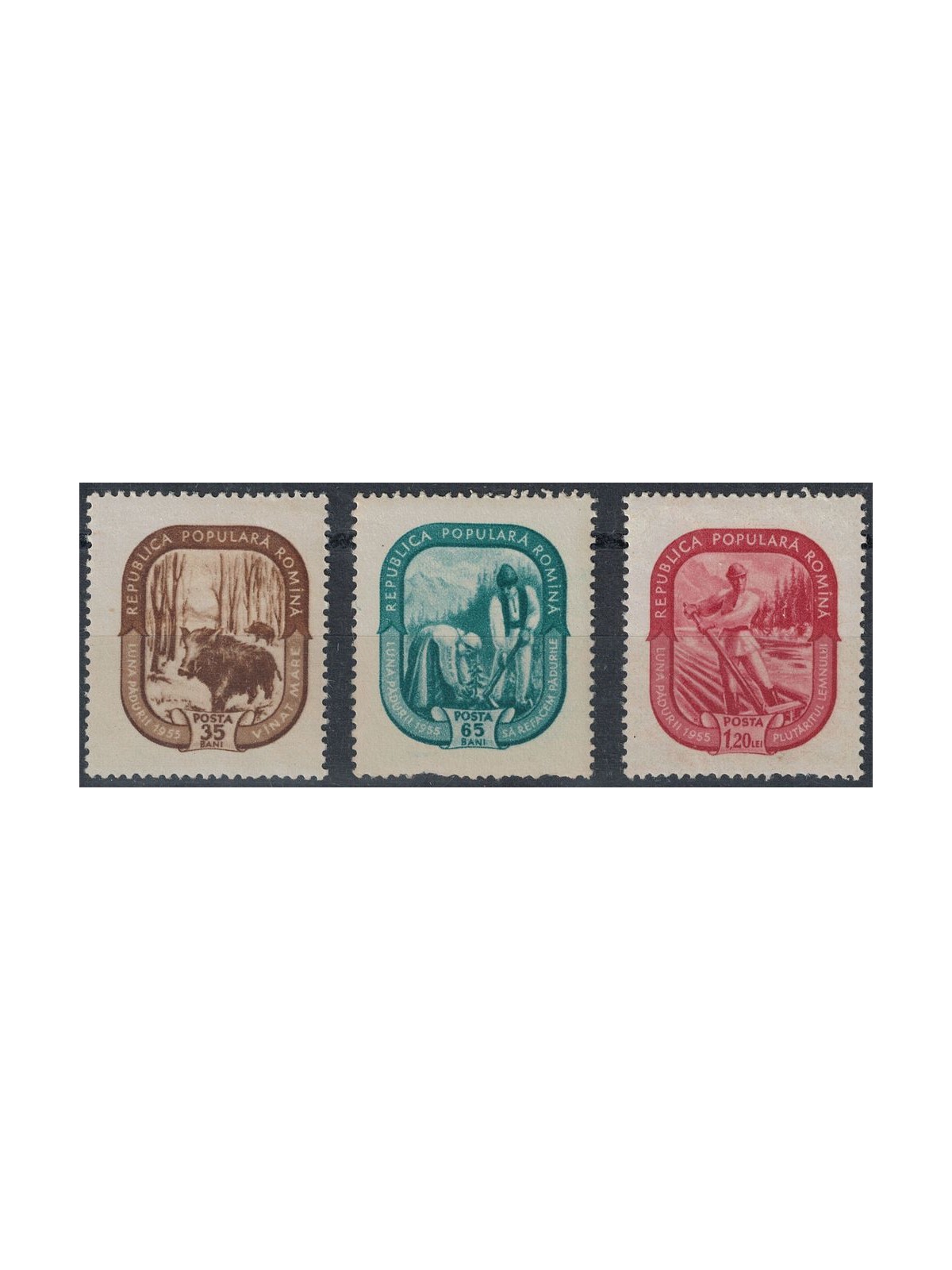 ROMANIA 1955 Mese della foresta 3v MH*