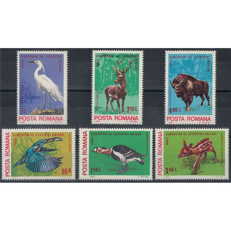ROMANIA 1980 Conservazione della natura 6v MNH**