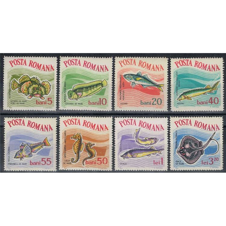 ROMANIA 1964 Pesci 8v MNH**