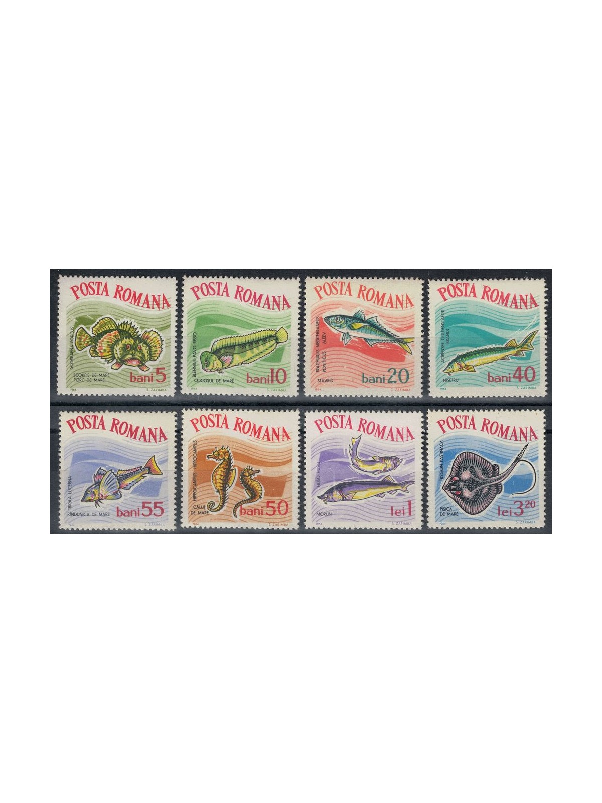 ROMANIA 1964 Fish 8v MNH**